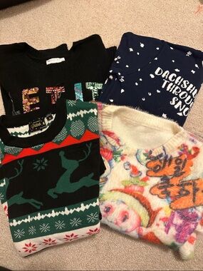 Assorted Graphic & Holiday Sweater Bundle - Multicolor